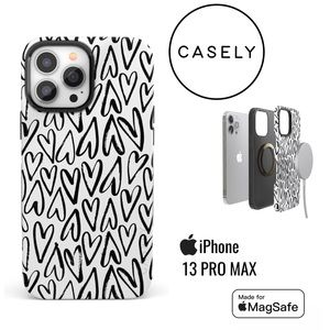 CASELY Black White Heart Throb BOLD Series MagSafe iPhone 13 PRO MAX Hard Case